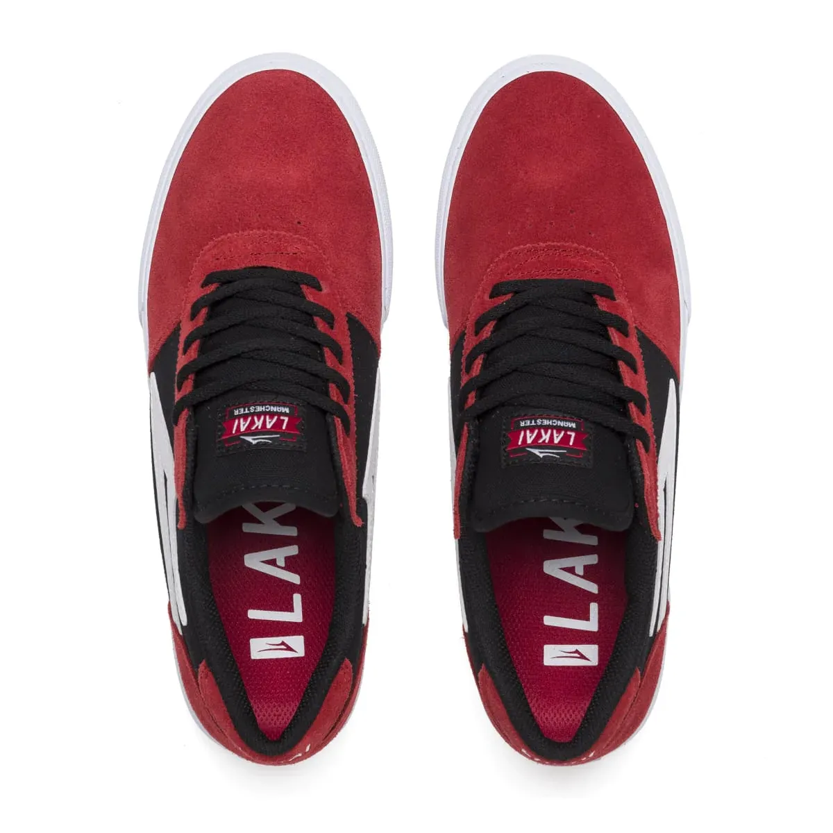 LAKAI SKATE SHOES: MANCHESTER Red/Black Suede. Sizes 8,9,10