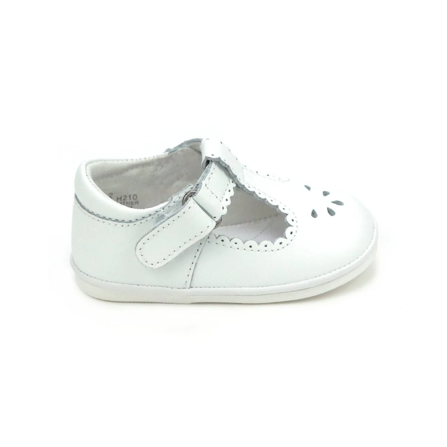 L’Amour Dottie Scalloped T-Strap Mary Jane - White