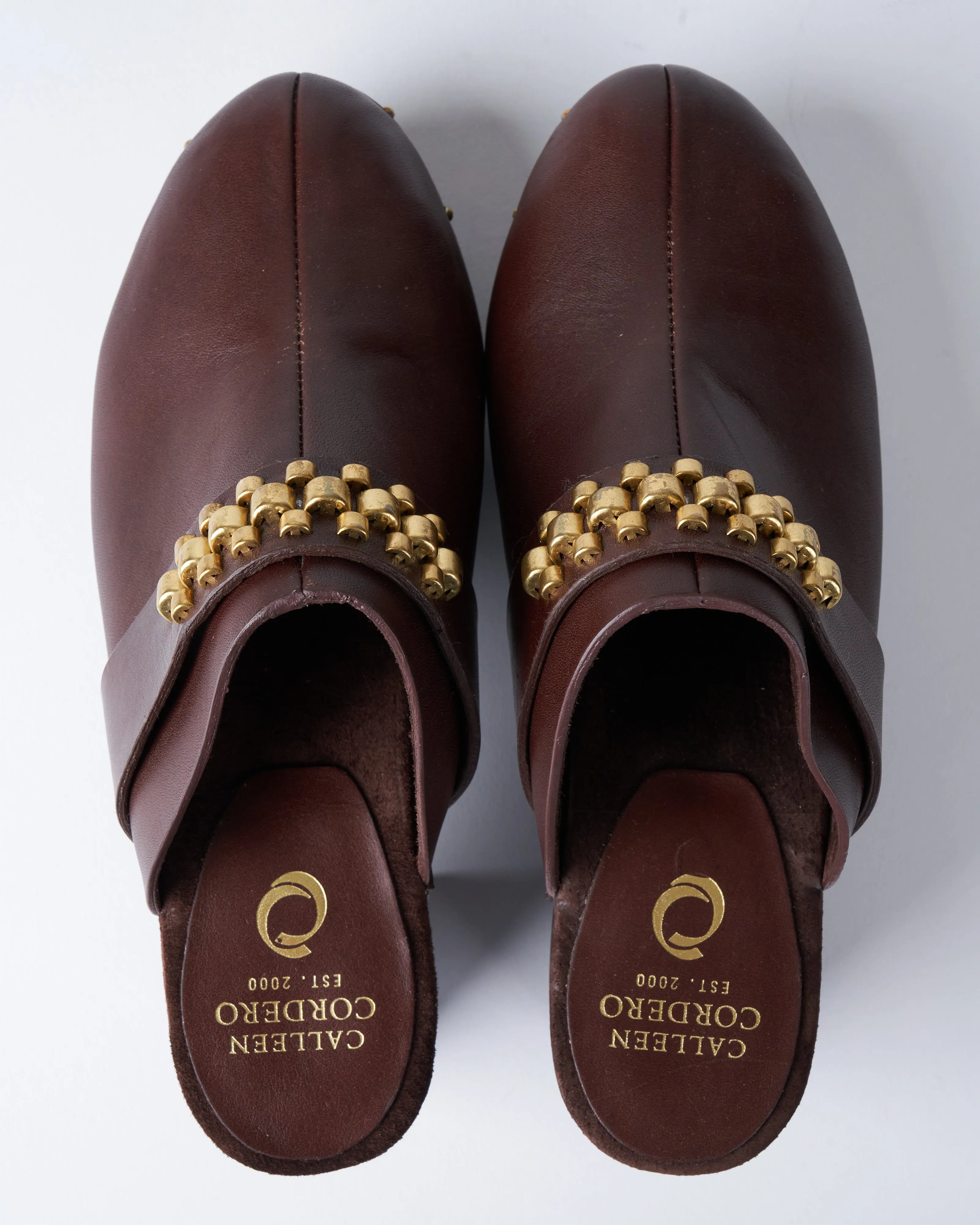 leather clog - brown aniv leather