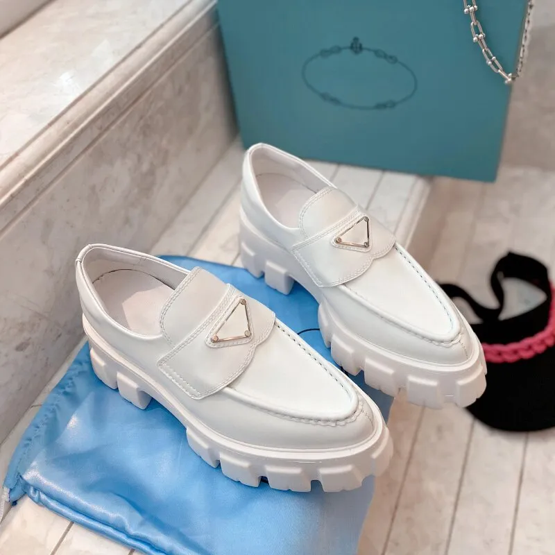 leather Platform loafers pointed toes shoes for women