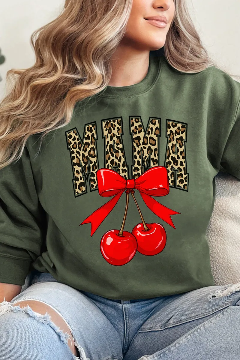 Leopard Cherry Mama Heavy-weight Crew Sweatshirt
