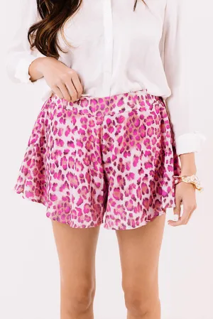 Leopard Print Flutter Casual Shorts