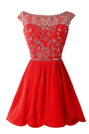Light Red Short Beading Homecoming Graduation Dress K224