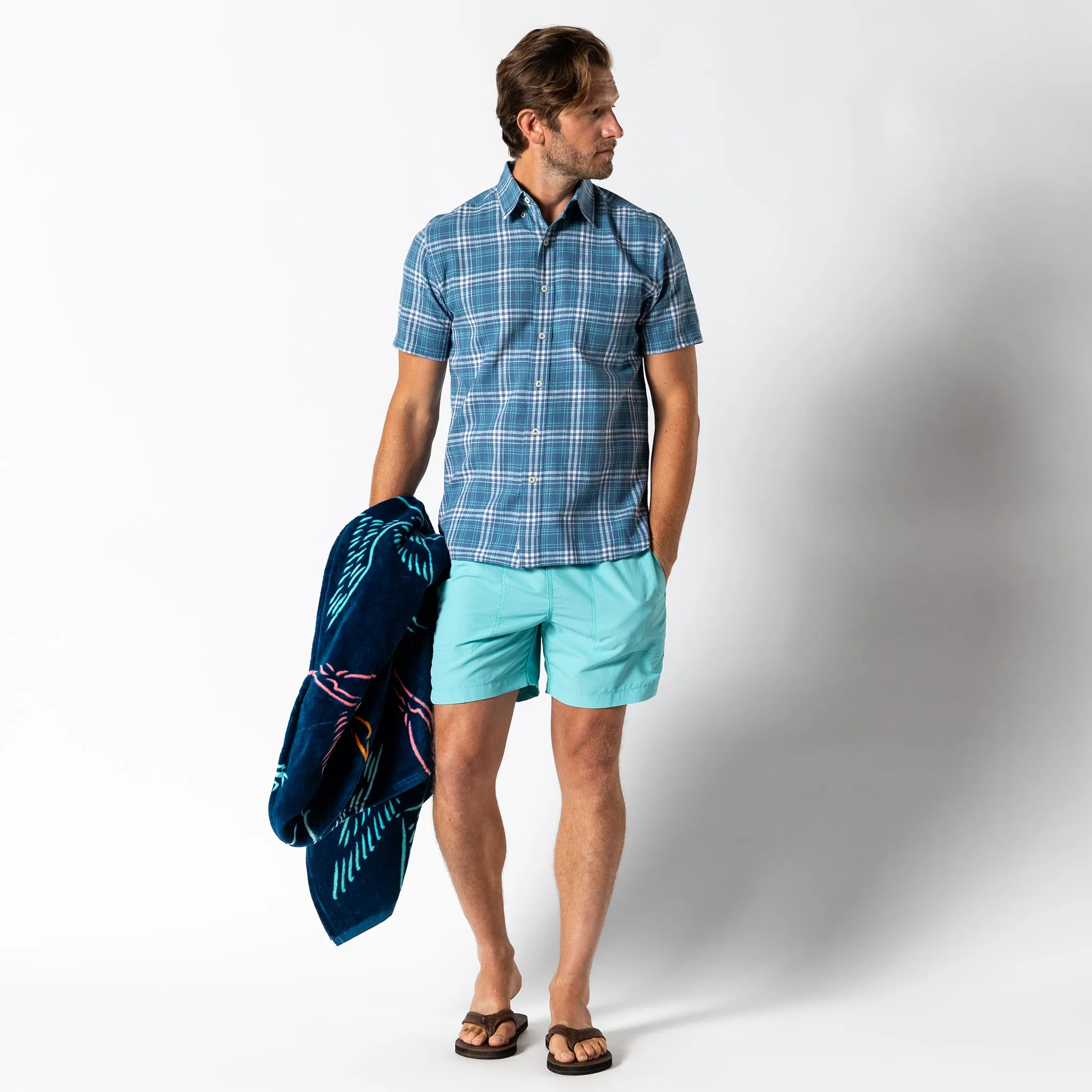 Linen Cotton Oxford Sport Shirt - Quinton Plaid