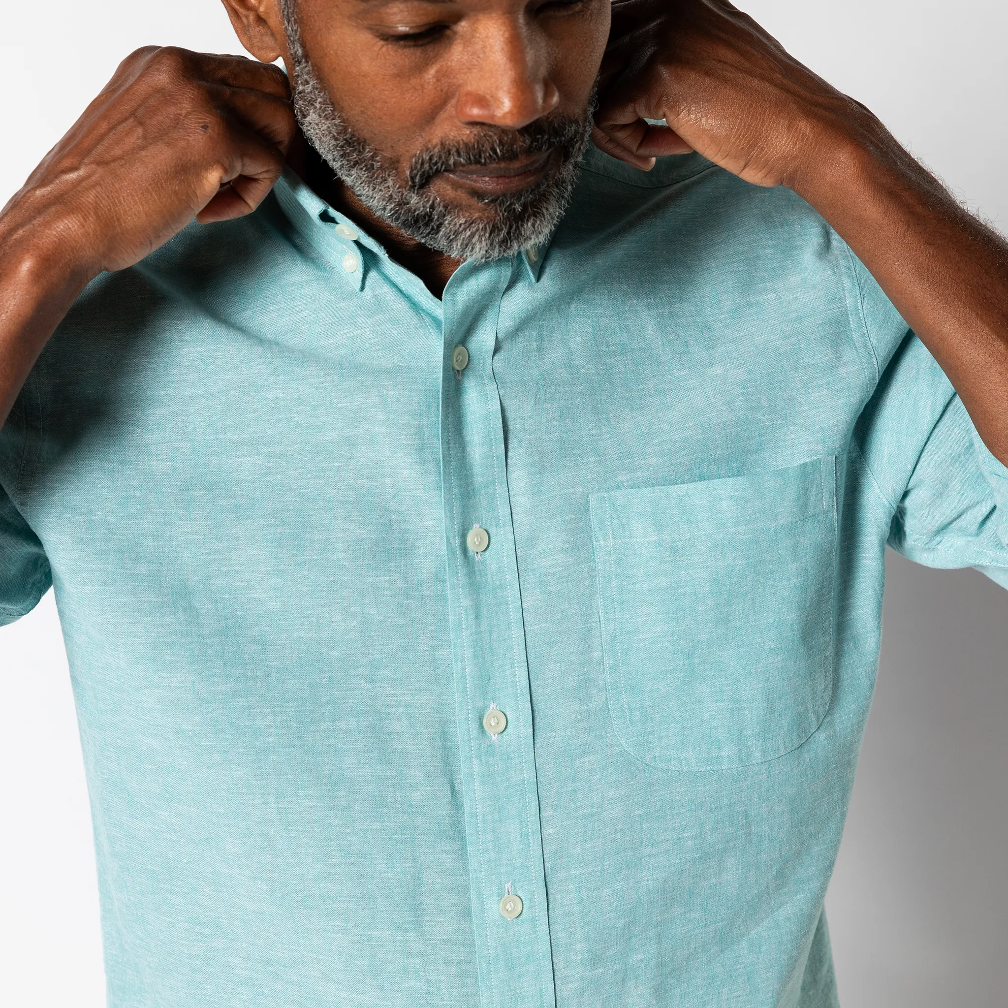 Linen Cotton Oxford Sport Shirt - Wallace Solid