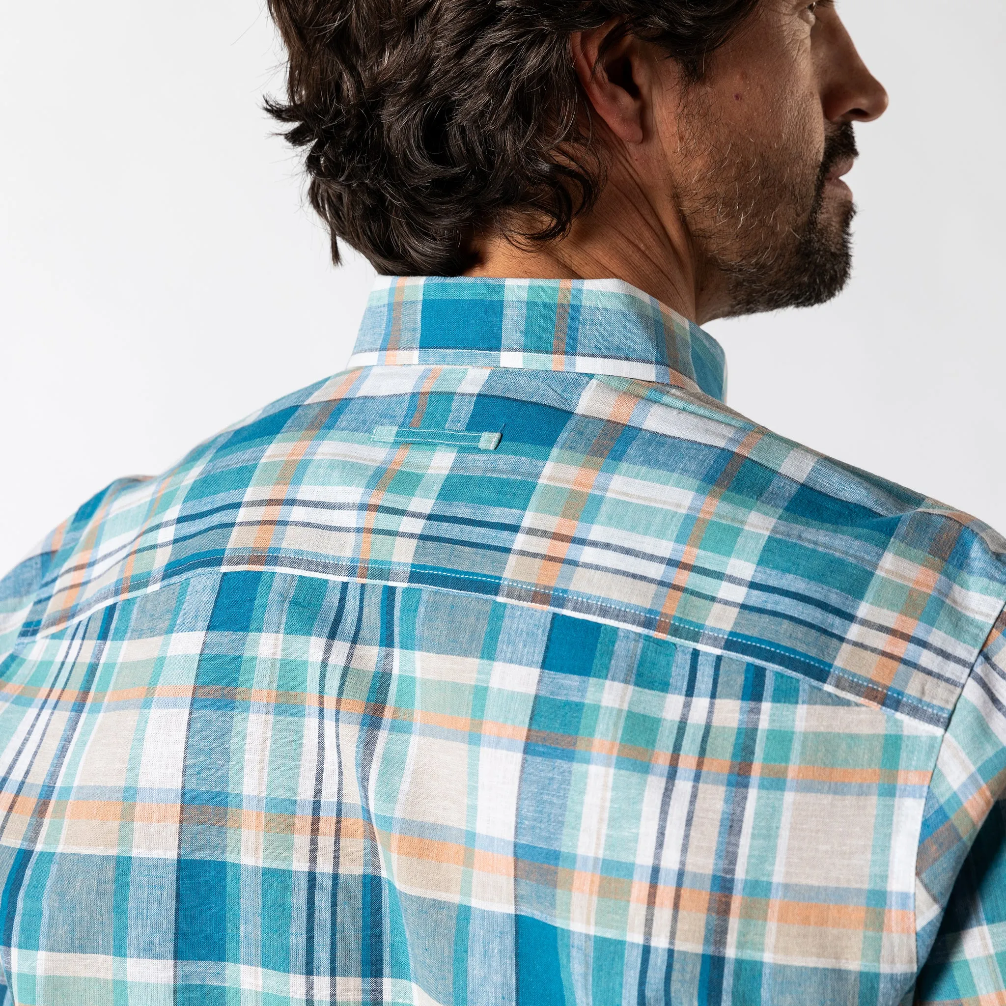 Linen Cotton Sport Shirt - Greenfield Plaid