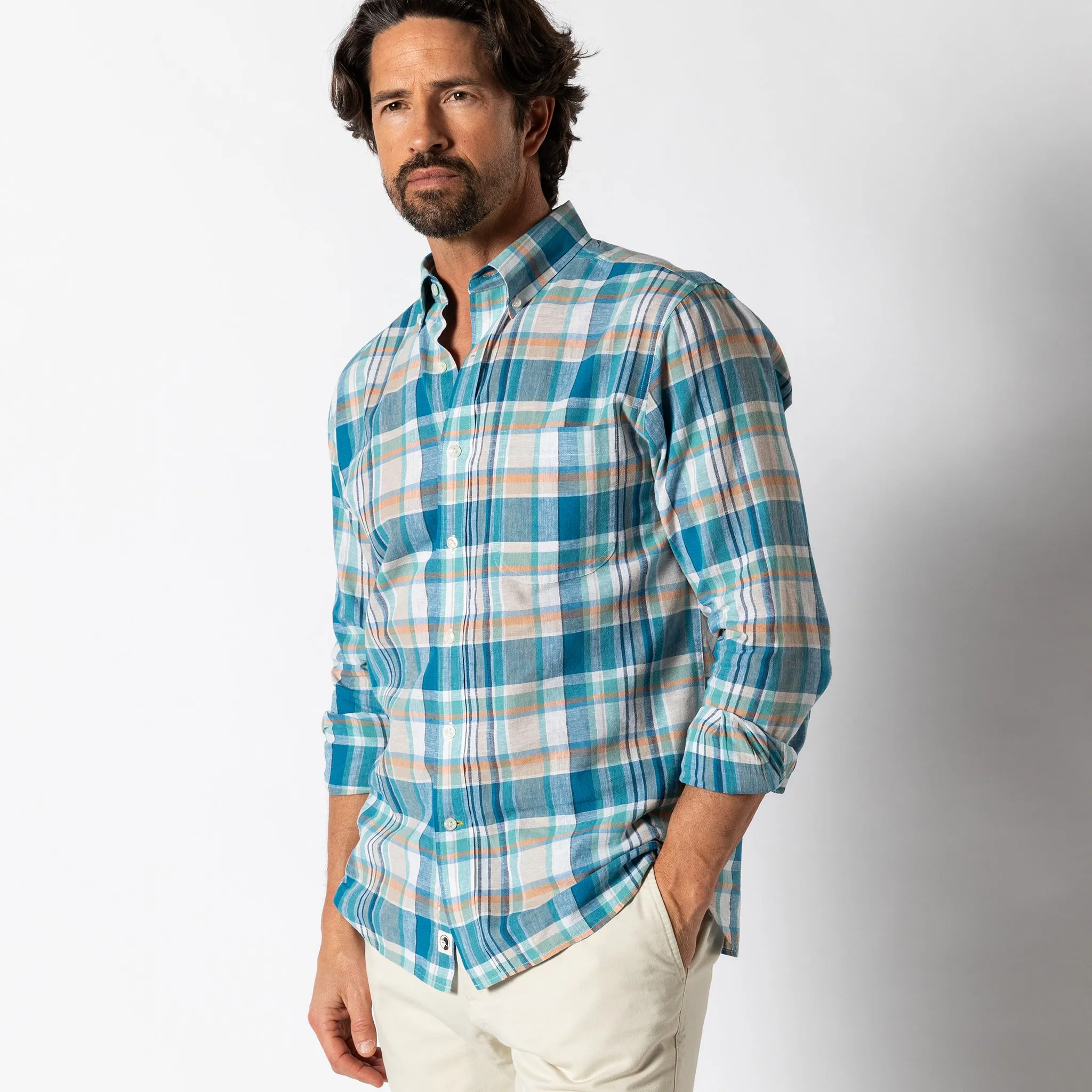 Linen Cotton Sport Shirt - Greenfield Plaid