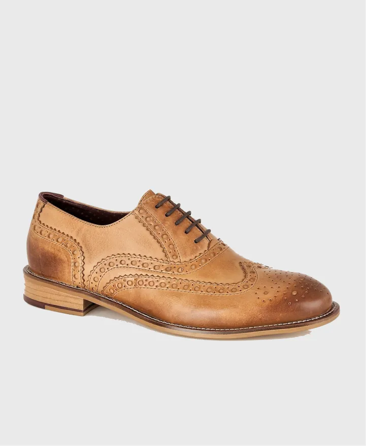 London Brogues Gatsby Brogue Shoes Tan