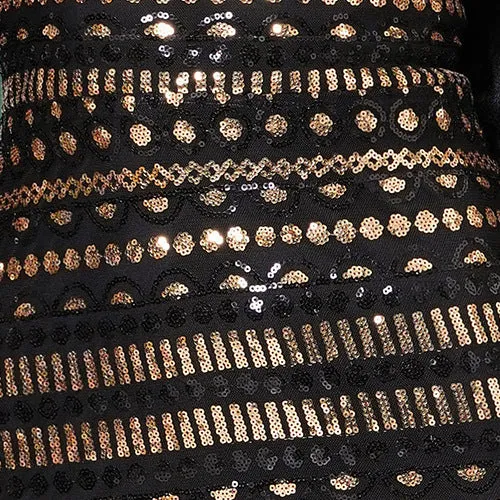 Long Sleeved Round Neck Sequined Evening Dress