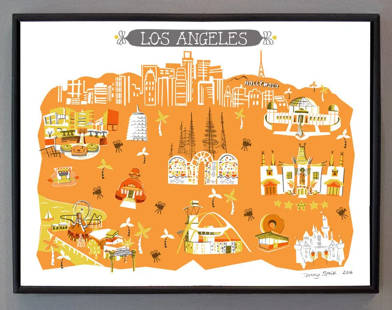 Los Angeles California Wall Art-Custom City Print