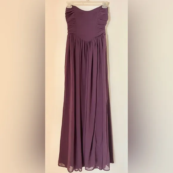 Lulus Luxe Favorite Dark Purple Strapless Ruched Gown