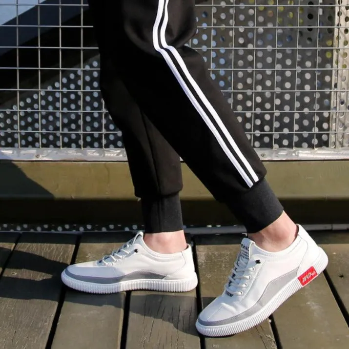 Luxury Brand Men Shoes Genuine Leather Casual Shoes Fashion Breathable Men Chunky Sneakers White Lace Up Flat Sport Board Shoes