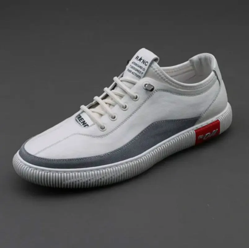 Luxury Brand Men Shoes Genuine Leather Casual Shoes Fashion Breathable Men Chunky Sneakers White Lace Up Flat Sport Board Shoes