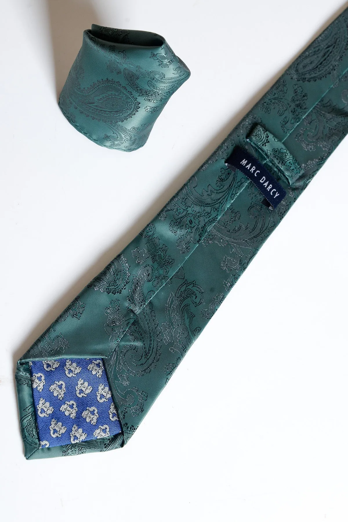 Marc Darcy Paisley Tie Set Bottle Green