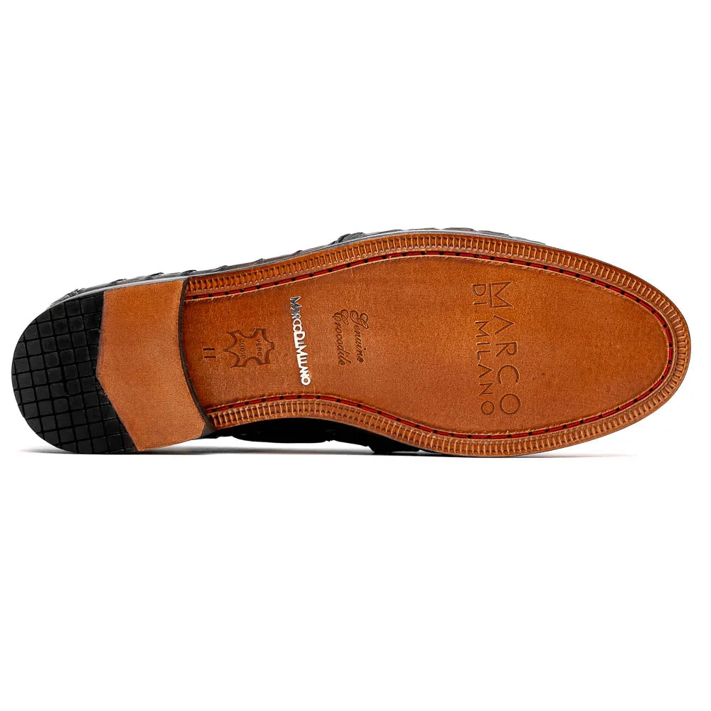 Marco Di Milano Apricena Caiman Crocodile Derby in Black