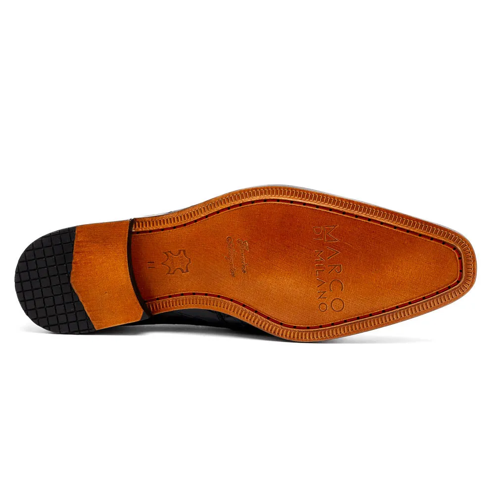 Marco Di Milano Fitipaldi Black Alligator Derby Shoe