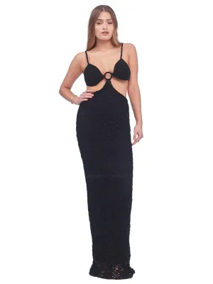 Martina Crochet Black Dress ::RET