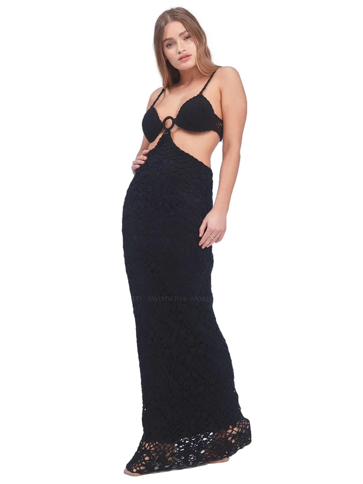 Martina Crochet Black Dress ::RET