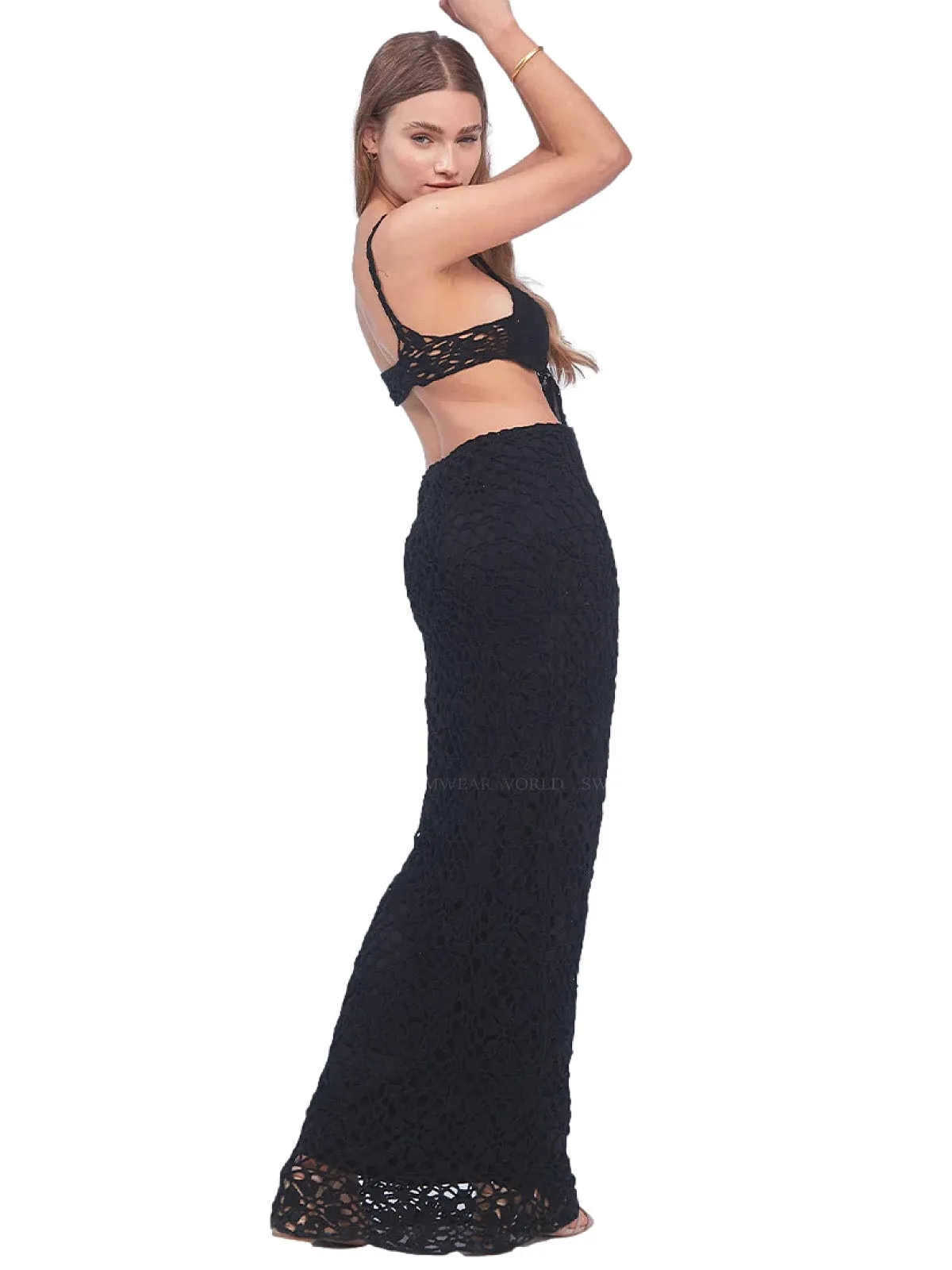 Martina Crochet Black Dress ::RET