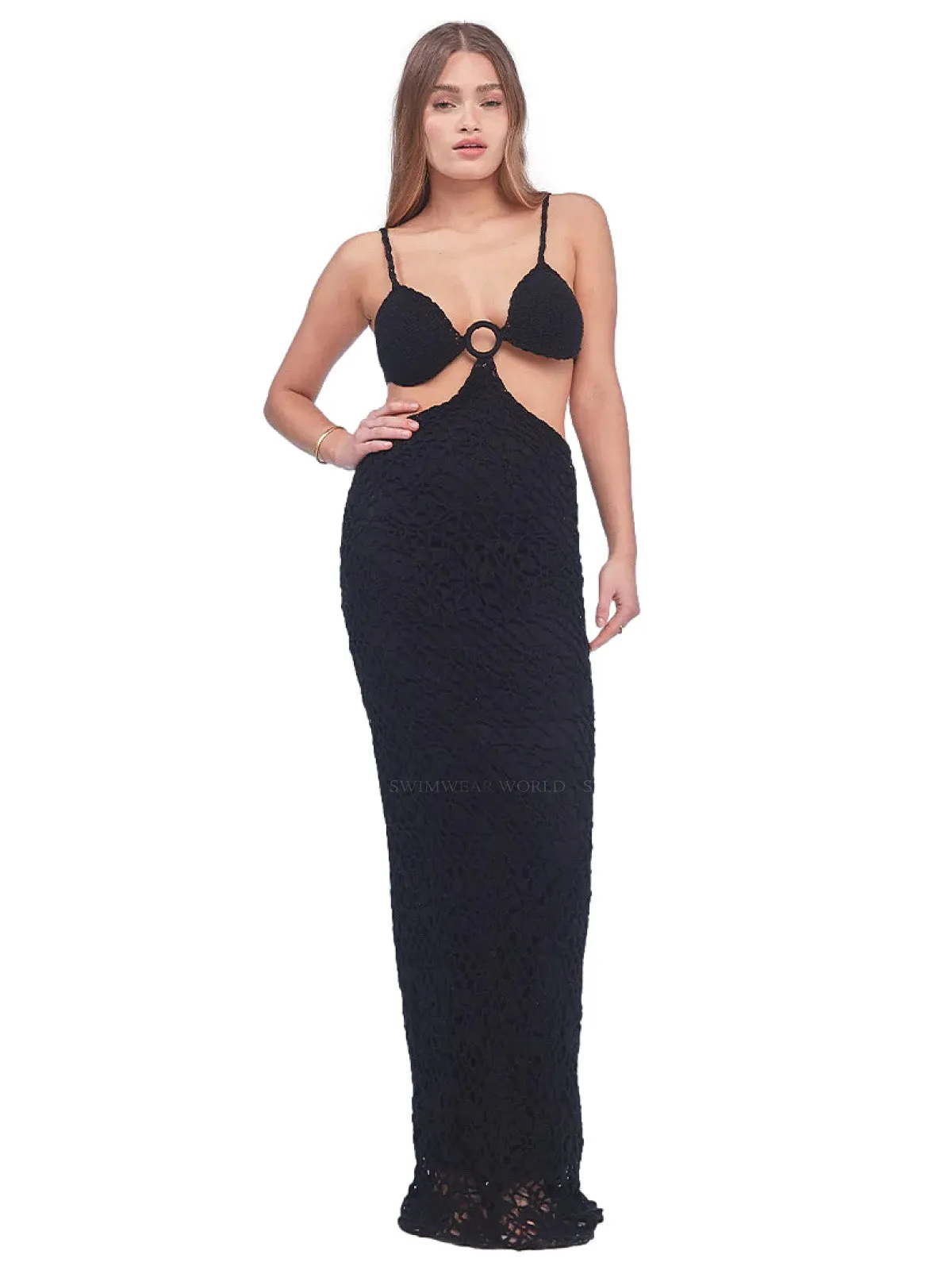 Martina Crochet Black Dress ::RET