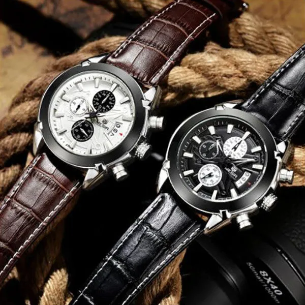 MEGIR Mens Business Watch with Leather Band
