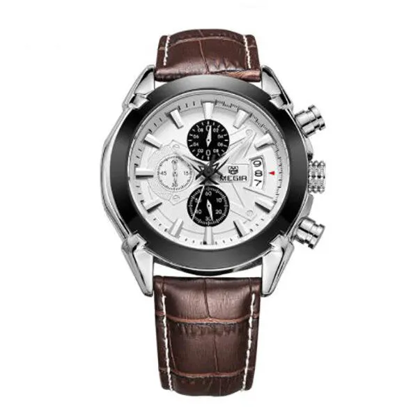 MEGIR Mens Business Watch with Leather Band
