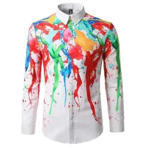 Men Splashed Ink Printing Shirt