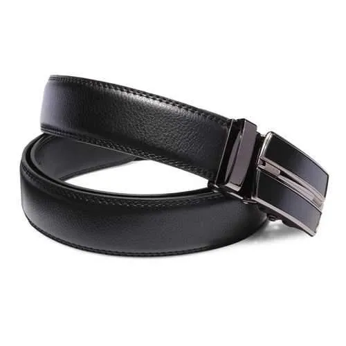 Men's Automatic Buckle Leather Casual Business Black Belt