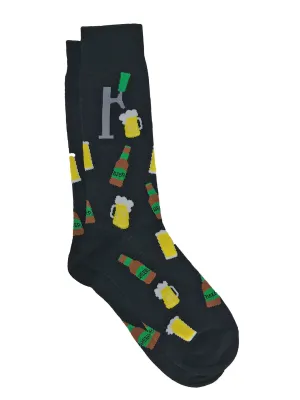 Men's Beer Tap and Mugs Socks Size 10-13 Black