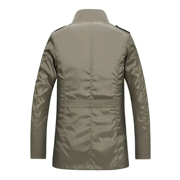 Men's Business Casual Jacket Long Windbreaker Jacket