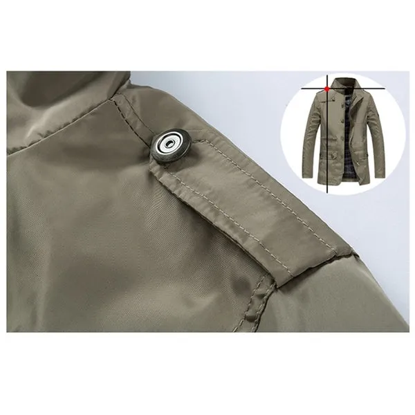Men's Business Casual Jacket Long Windbreaker Jacket