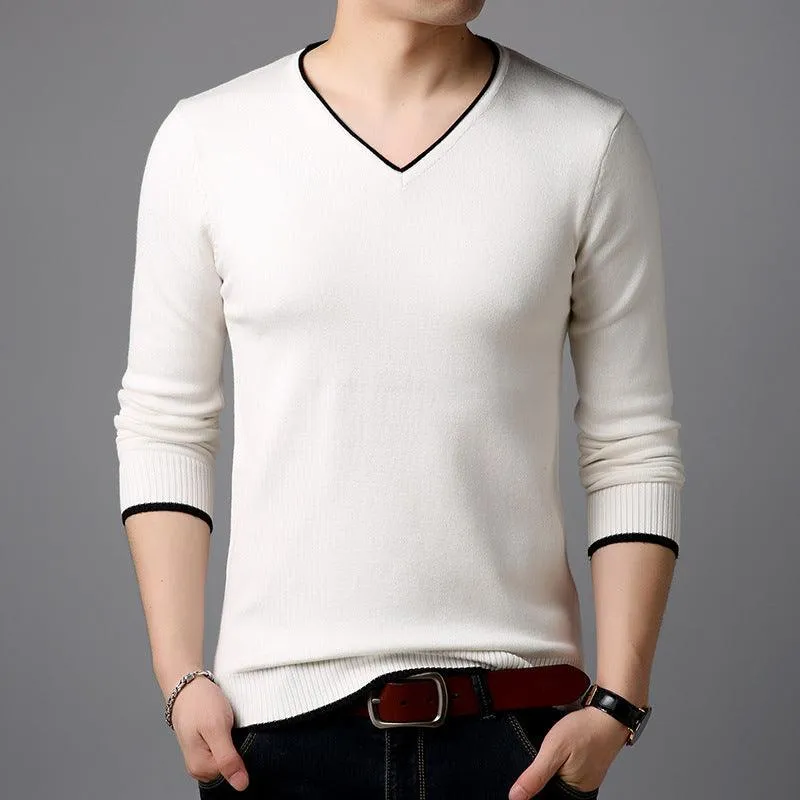 Men's  Casual Striped  Cotton Knitwear Pullove Sweater r