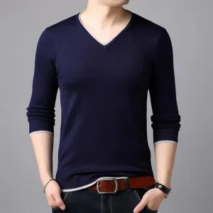 Men's  Casual Striped  Cotton Knitwear Pullove Sweater r