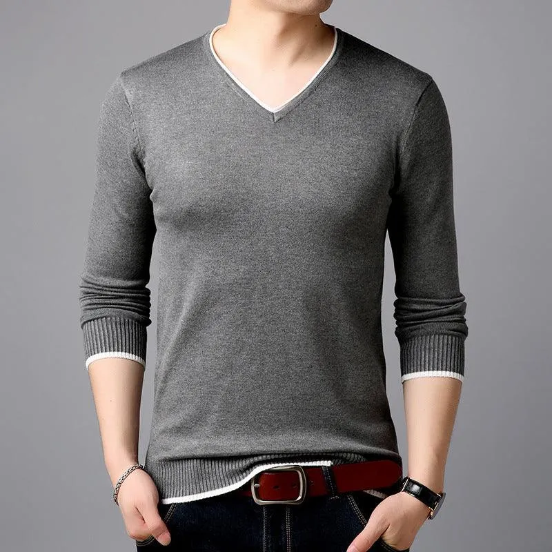 Men's  Casual Striped  Cotton Knitwear Pullove Sweater r