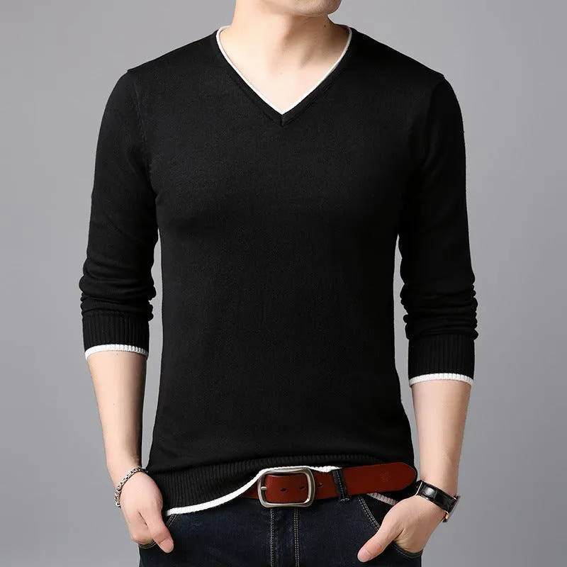 Men's  Casual Striped  Cotton Knitwear Pullove Sweater r