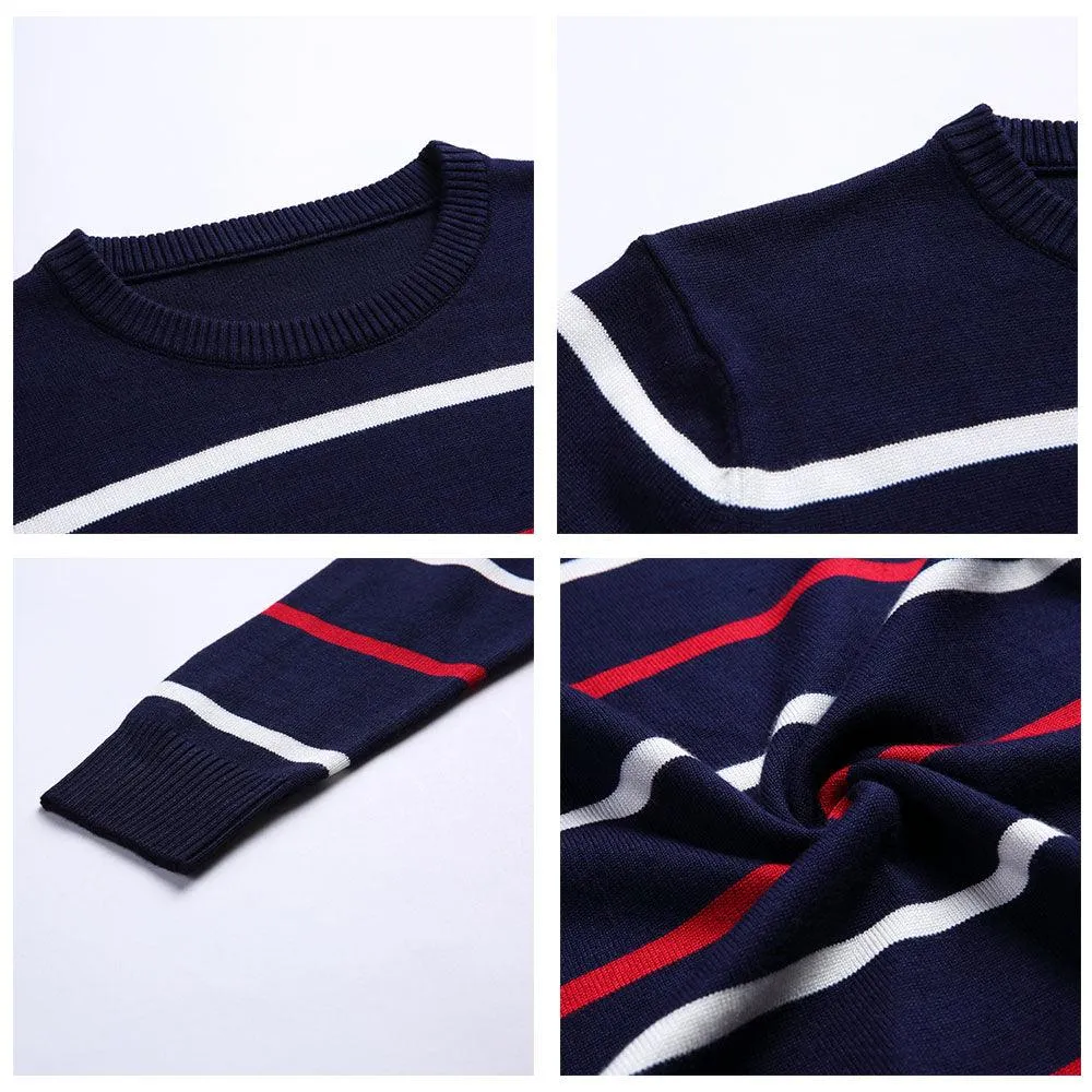 Men's  Casual Striped  Cotton Knitwear Pullove Sweater r