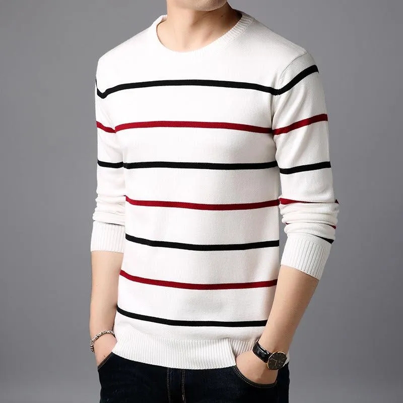 Men's  Casual Striped  Cotton Knitwear Pullove Sweater r