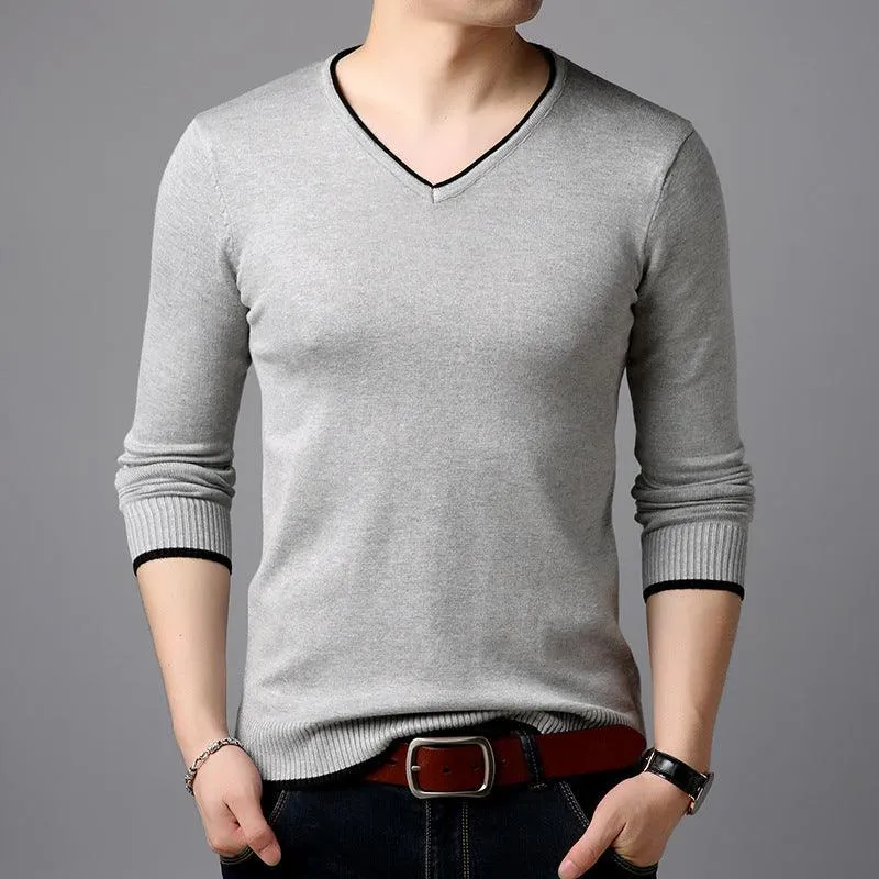 Men's  Casual Striped  Cotton Knitwear Pullove Sweater r