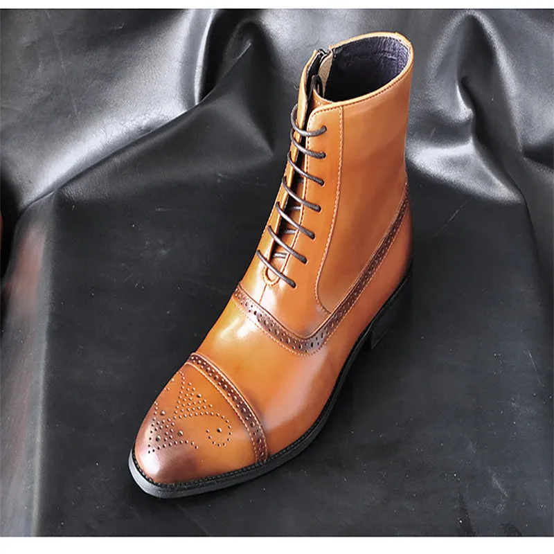 Men's Classic Gentleman Style Zipper Leather Boots