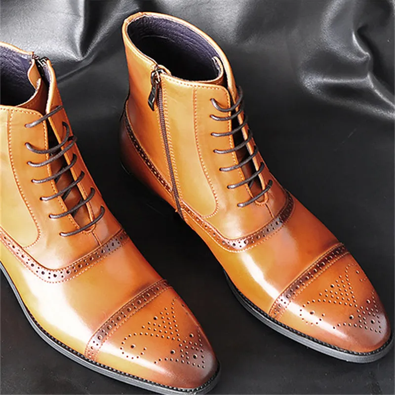 Men's Classic Gentleman Style Zipper Leather Boots