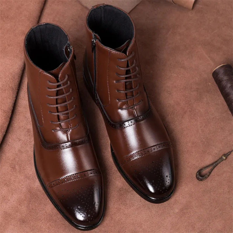 Men's Classic Gentleman Style Zipper Leather Boots