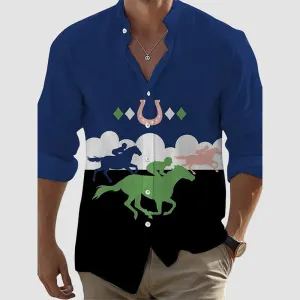 Men's Derby Day Horse Design Casual Shirt