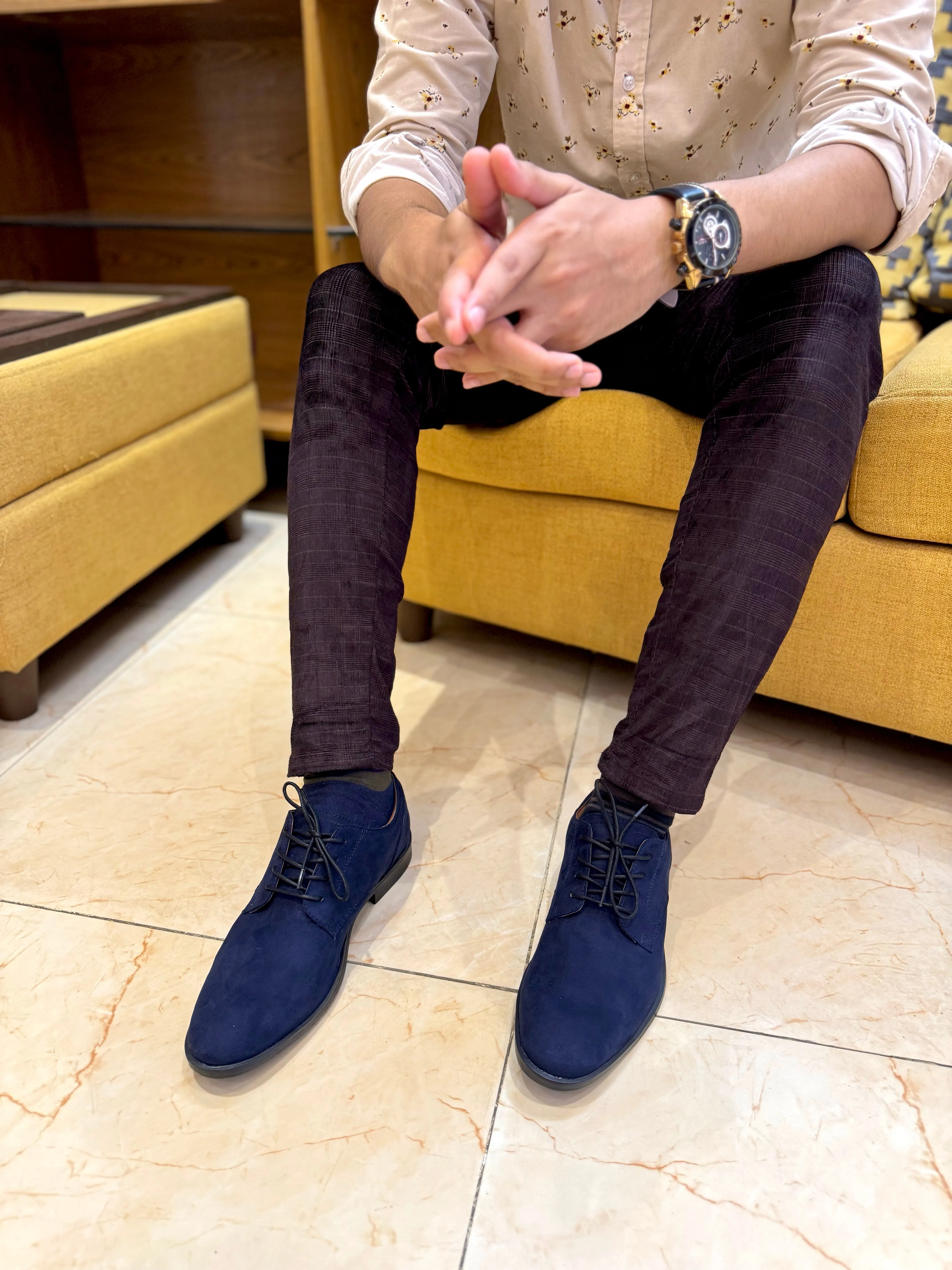 Mens Lace Up Shoes - navy blue