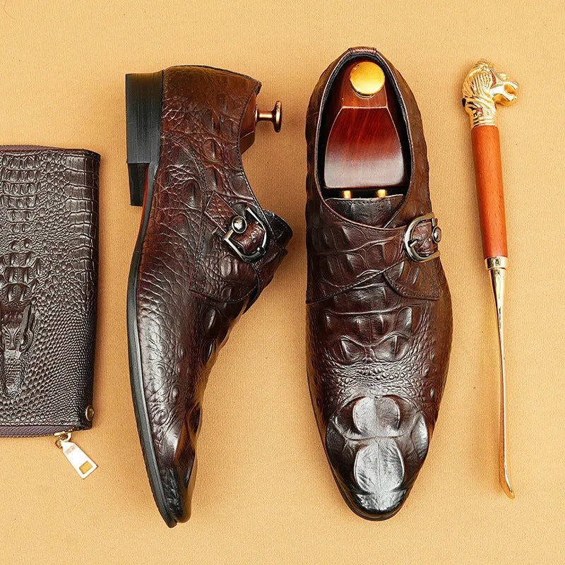 Men's Leather Shoes Crocodile Pattern Men's Shoes British Formal Wear Leather Shoes Leather Business Pumps27101