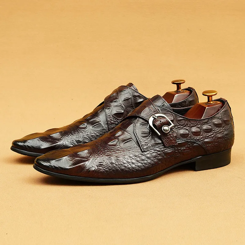 Men's Leather Shoes Crocodile Pattern Men's Shoes British Formal Wear Leather Shoes Leather Business Pumps27101