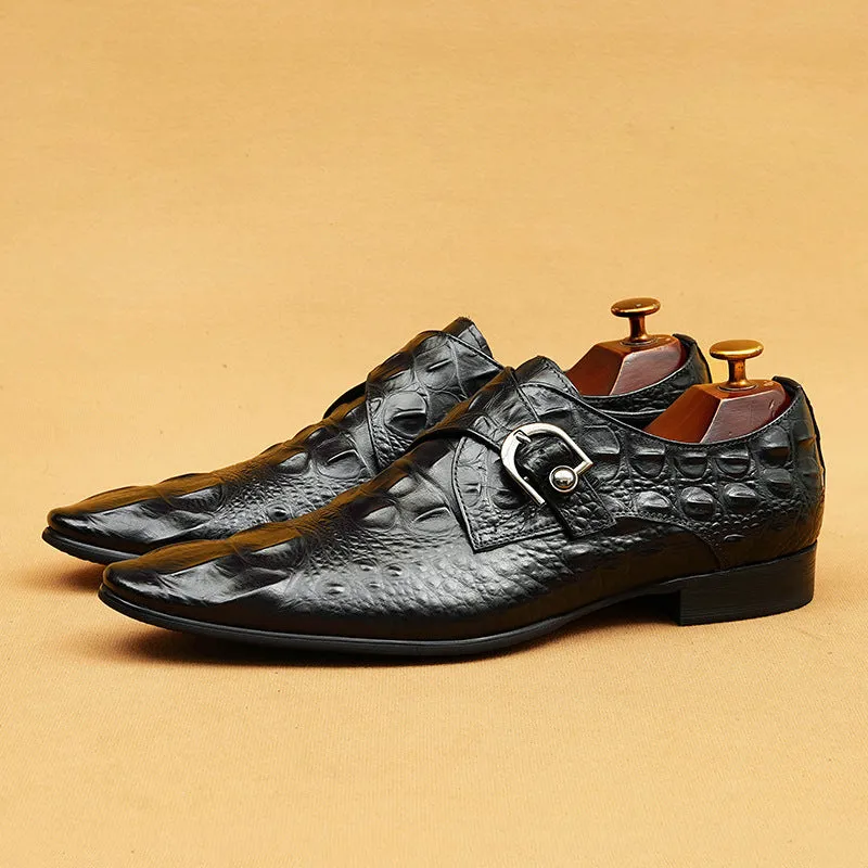 Men's Leather Shoes Crocodile Pattern Men's Shoes British Formal Wear Leather Shoes Leather Business Pumps27101