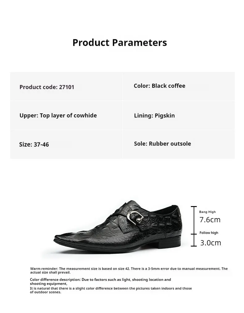 Men's Leather Shoes Crocodile Pattern Men's Shoes British Formal Wear Leather Shoes Leather Business Pumps27101