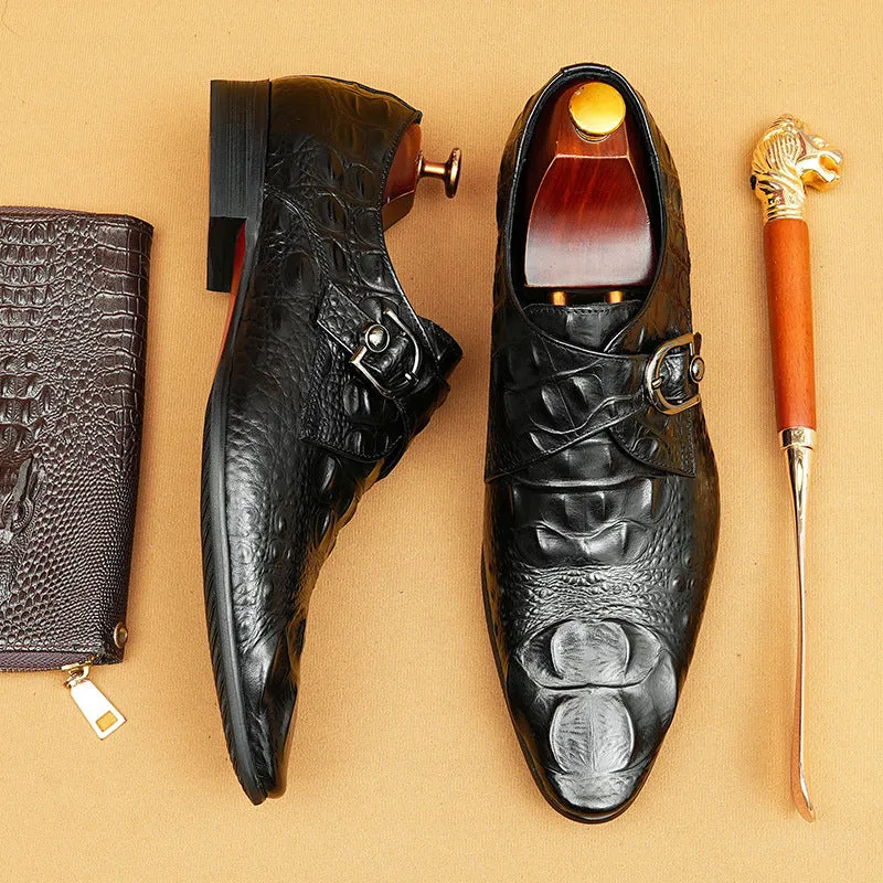 Men's Leather Shoes Crocodile Pattern Men's Shoes British Formal Wear Leather Shoes Leather Business Pumps27101