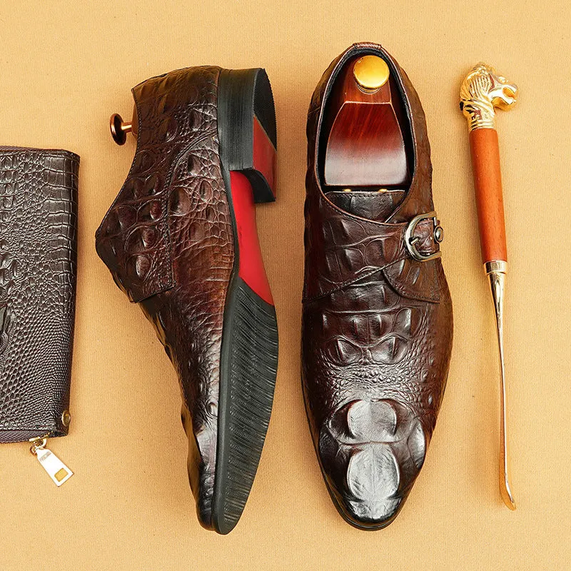 Men's Leather Shoes Crocodile Pattern Men's Shoes British Formal Wear Leather Shoes Leather Business Pumps27101