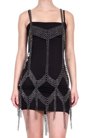 Metal Chain Mesh Mini Dress